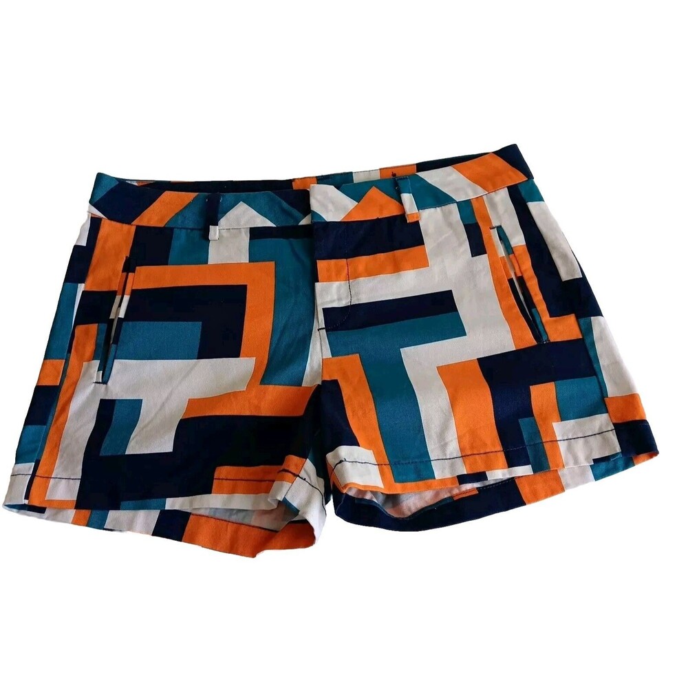 Stylus Size 8 Women's Multicolor Geometric Shorts w/Slit Pockets 100% Cotton